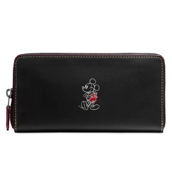 NWT Coach x Disney Mickey Mouse Essential Accordion Large Leather Zip Wallet - Picture 1 of 12
